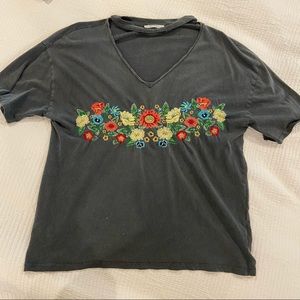 Grey Embroidered Zara T Shirt
